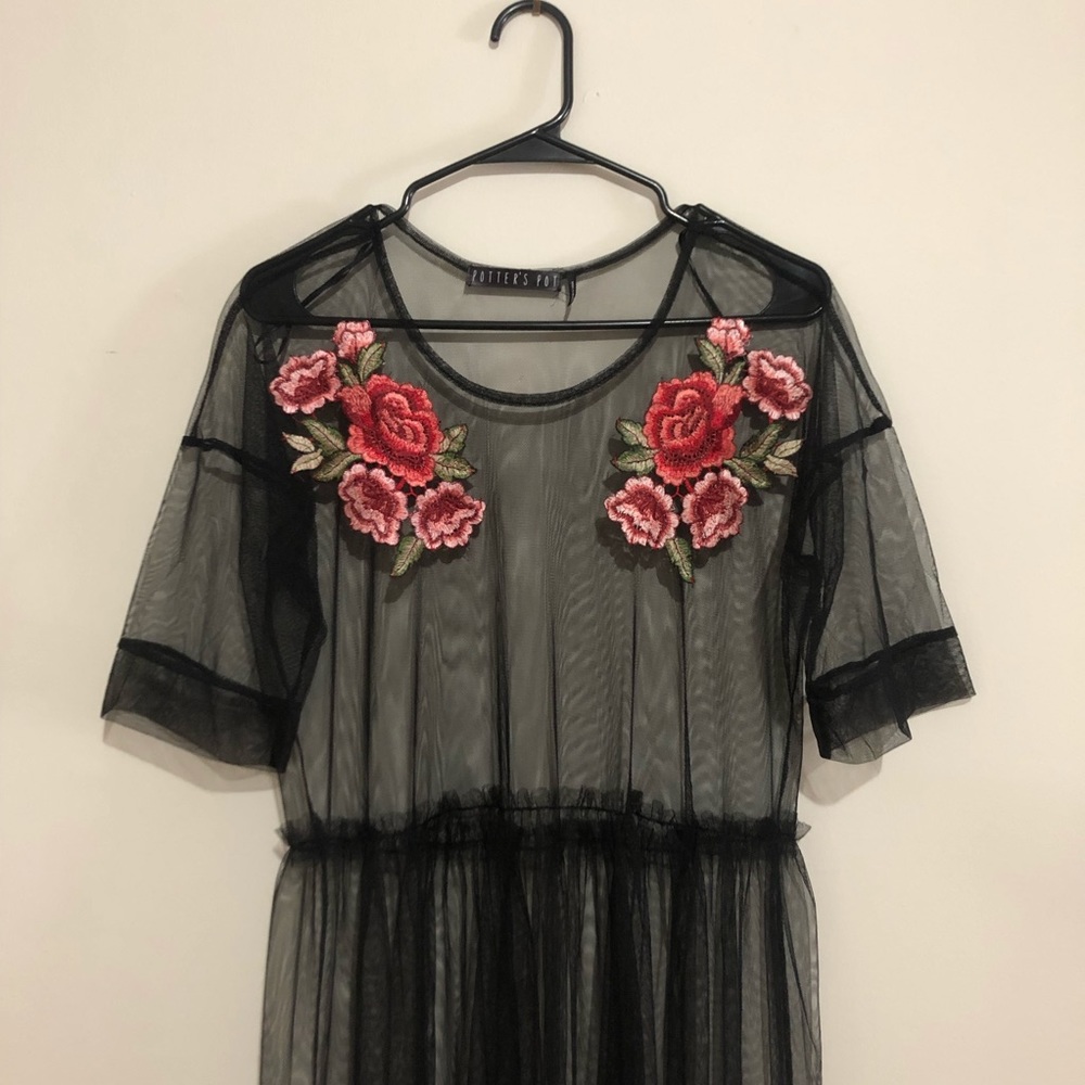 Sheer embroidered maxi dress